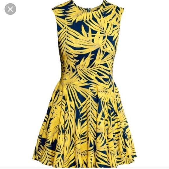 H&M Dresses & Skirts - H&M Yellow / Navy Blue Palm Dress